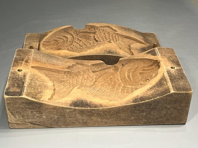 古い木製 菓子型 鯛 19㎝ 両面タイプ 落雁 和菓子 昭和レトロ 古い木製 菓子型 鯛 19㎝ 両面タイプ 落雁 和菓子 昭和レトロ