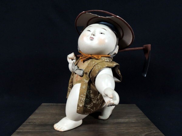 人形師 岡本玉水/「孝子/筍掘り」/御所人形/高:17cm/共箱/日本 人形師 岡本玉水/「孝子/筍掘り」/御所人形/高:17cm/共箱/日本