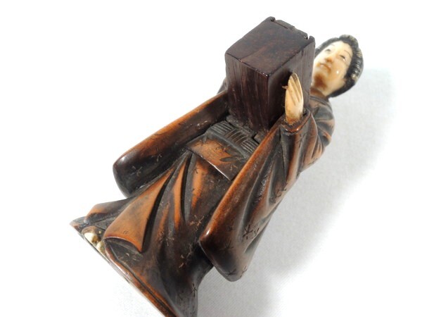時代物/春画人形/「美人小置物 福の神」/木彫/木造/高:7.5cm/箱 時代物/春画人形/「美人小置物 福の神」/木彫/木造/高:7.5cm/箱