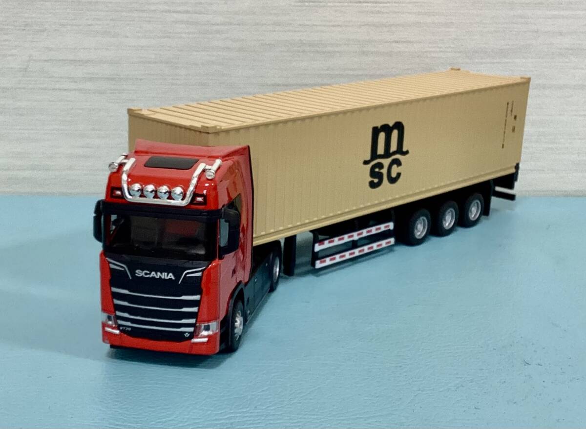 スカニア コンテナ トレーラー MSC レッド SCANIA 電池付 箱入り
