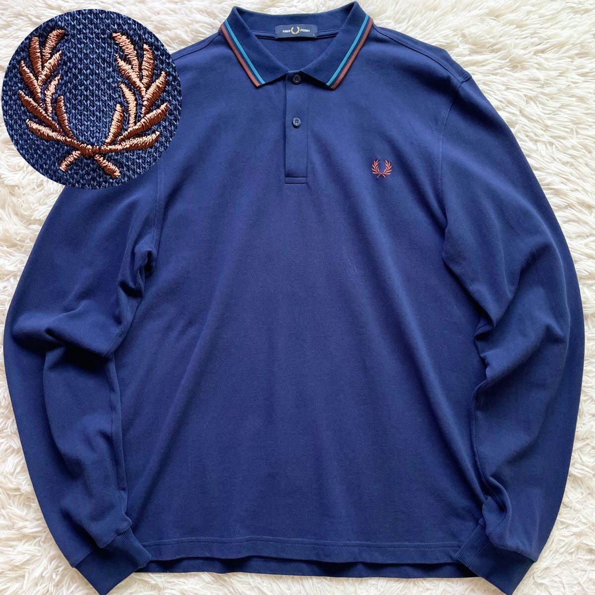 未使用級 Lサイズ FRED PERRY 現行モデル 長袖ポロシャツ 未使用級 Lサイズ FRED PERRY 現行モデル 長袖ポロシャツ