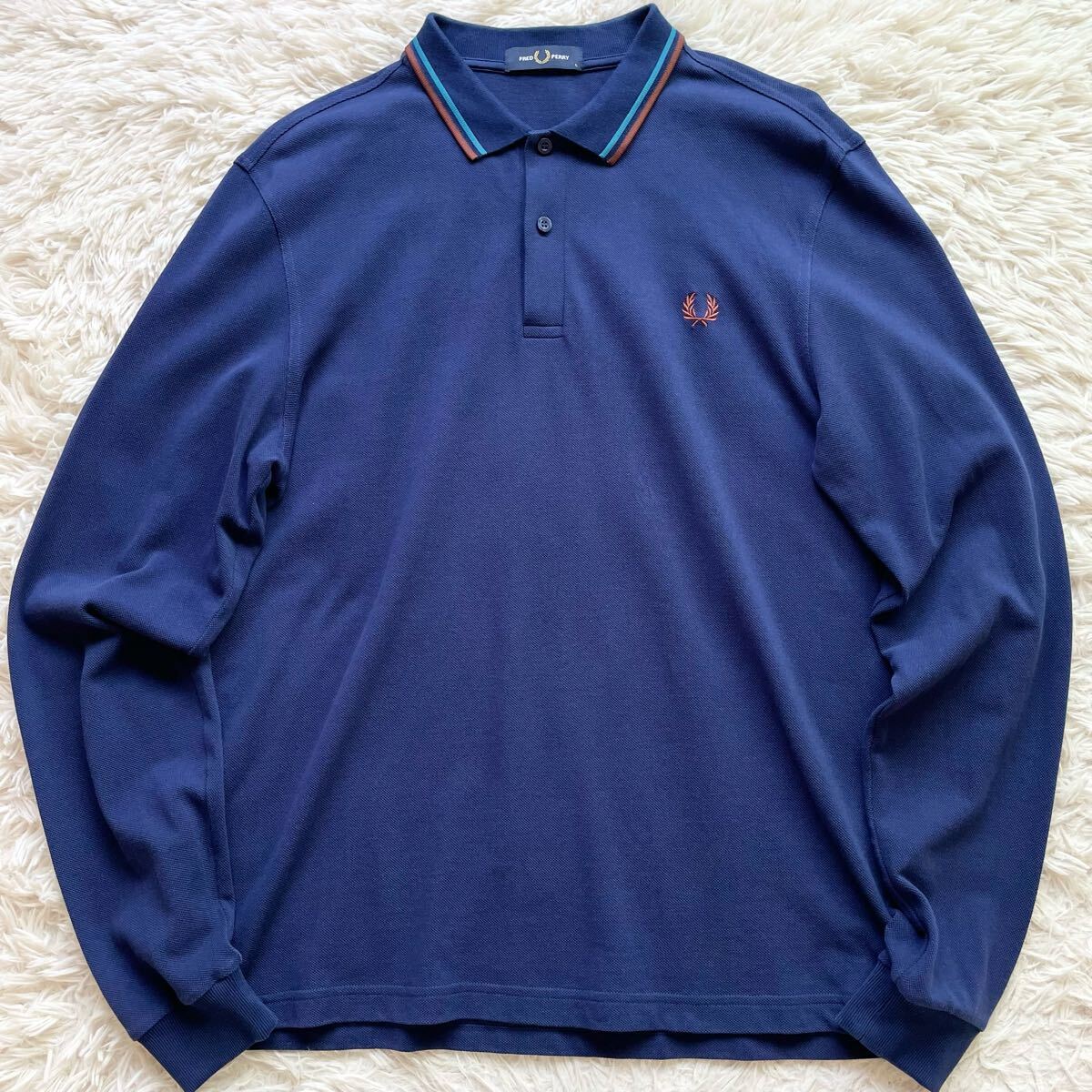 未使用級 Lサイズ FRED PERRY 現行モデル 長袖ポロシャツ 未使用級 Lサイズ FRED PERRY 現行モデル 長袖ポロシャツ