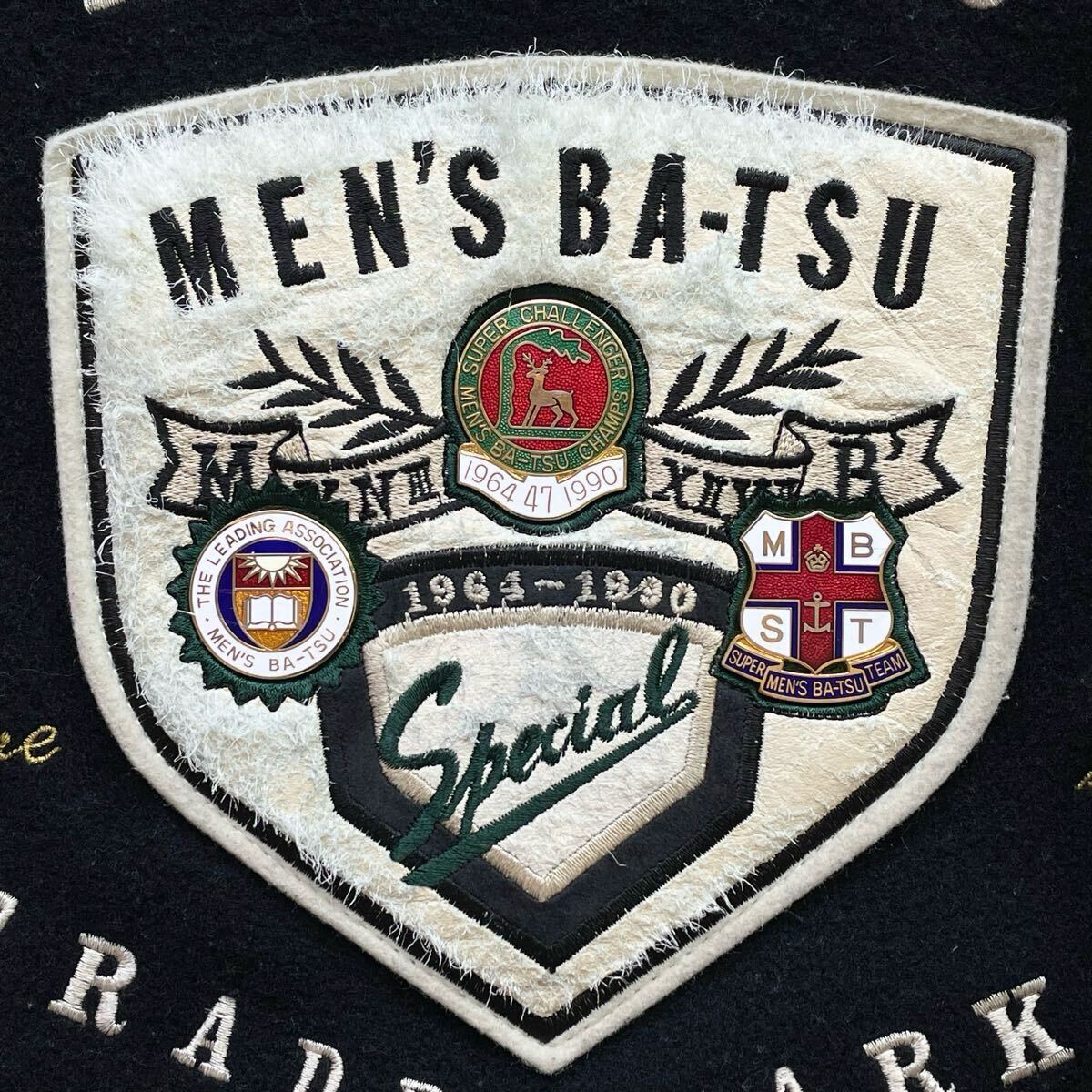 希少 Lサイズ相当 90s ヴィンテージ MEN'S BA-TSU 袖レザー 希少 Lサイズ相当 90s ヴィンテージ MEN'S BA-TSU 袖レザー