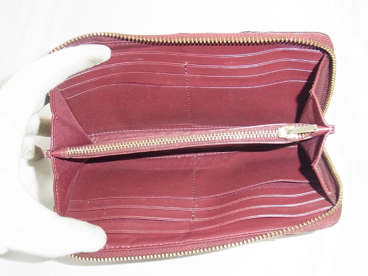 コーチ COACH 財(cái)布 ラウンドファスナー レディース バイカラー PVCレザー 赤系 中古品