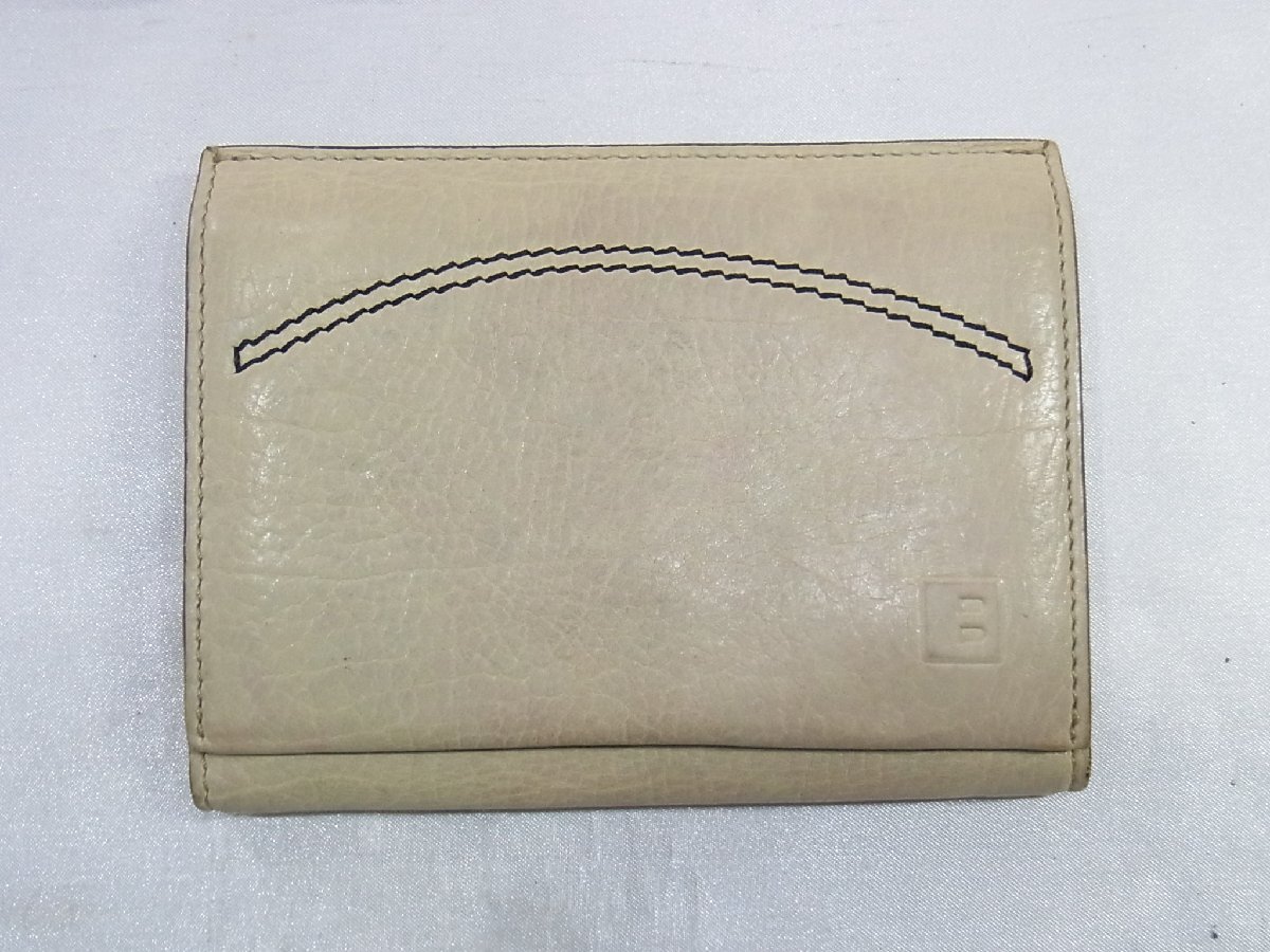 バリー BALLY 財(cái)布 ３つ折り コンパクト レザー アイボリー 中古品