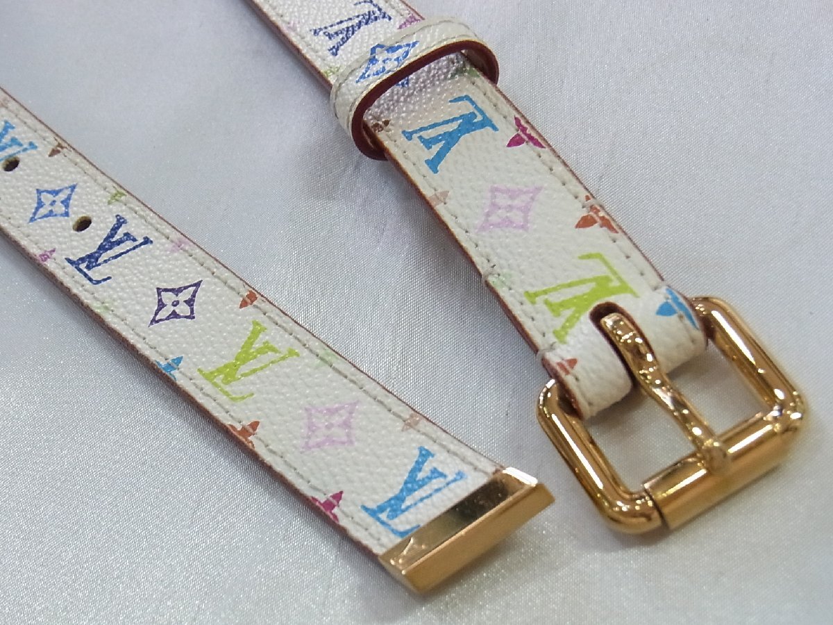 ルイヴィトン LouisVuitton サンチュール レディース ベルト モノグラム マルチカラー ブロン サンチュール M9272W LB1004 90/36 中古美品