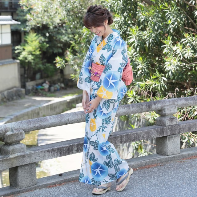 ◆高級変わり織り◆白地に朝顔咲く浴衣と若緑帯セット◆新品 呉服店購入 限定◆あさがお柄_画像5