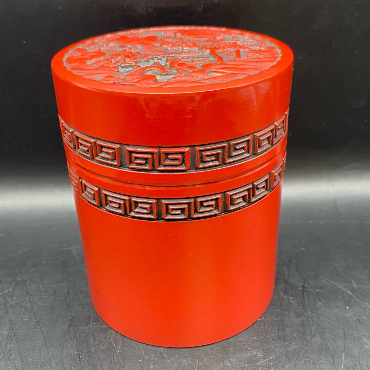 M0415707B 茶筒 漆器 堆朱 茶道具 伝統工芸 昭和レトロ 仙台堆朱 M0415707B 茶筒 漆器 堆朱 茶道具 伝統工芸 昭和レトロ 仙台堆朱