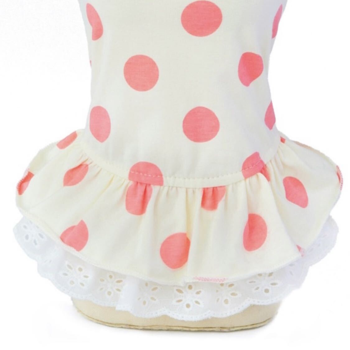 L 水玉 ワンピース (クリーム) 犬服 猫服 犬の服 ペット用品 小型犬 ペット服 スカート ドット フリル_画像5