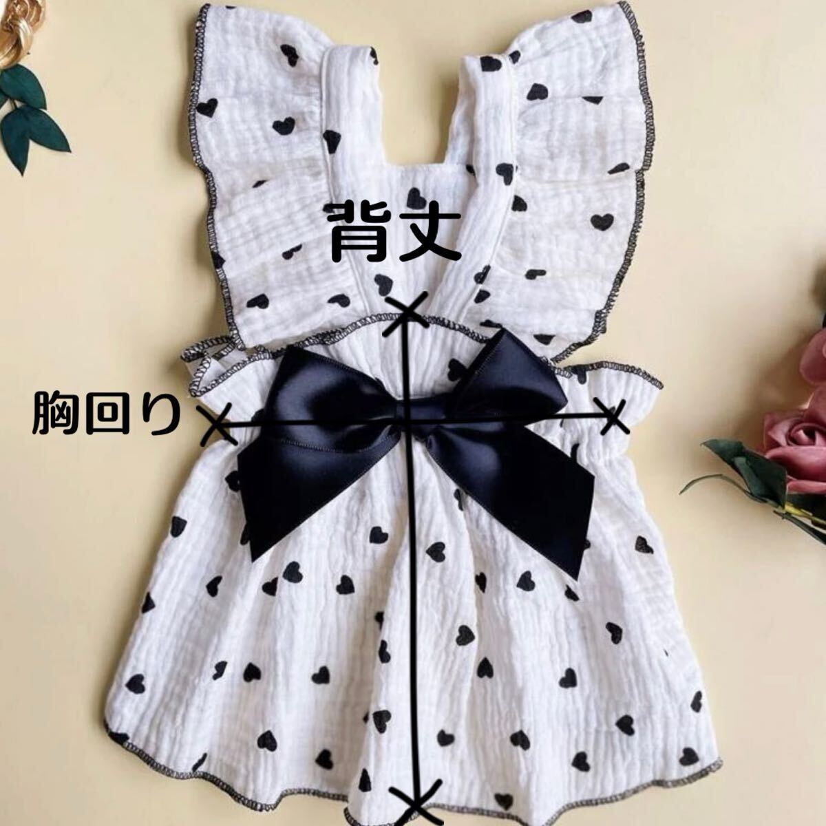 XXL ブラックハート リボン ワンピース 犬服 猫服 犬の服 ペット服 ペット用品 ドッグウェア スカート_画像7