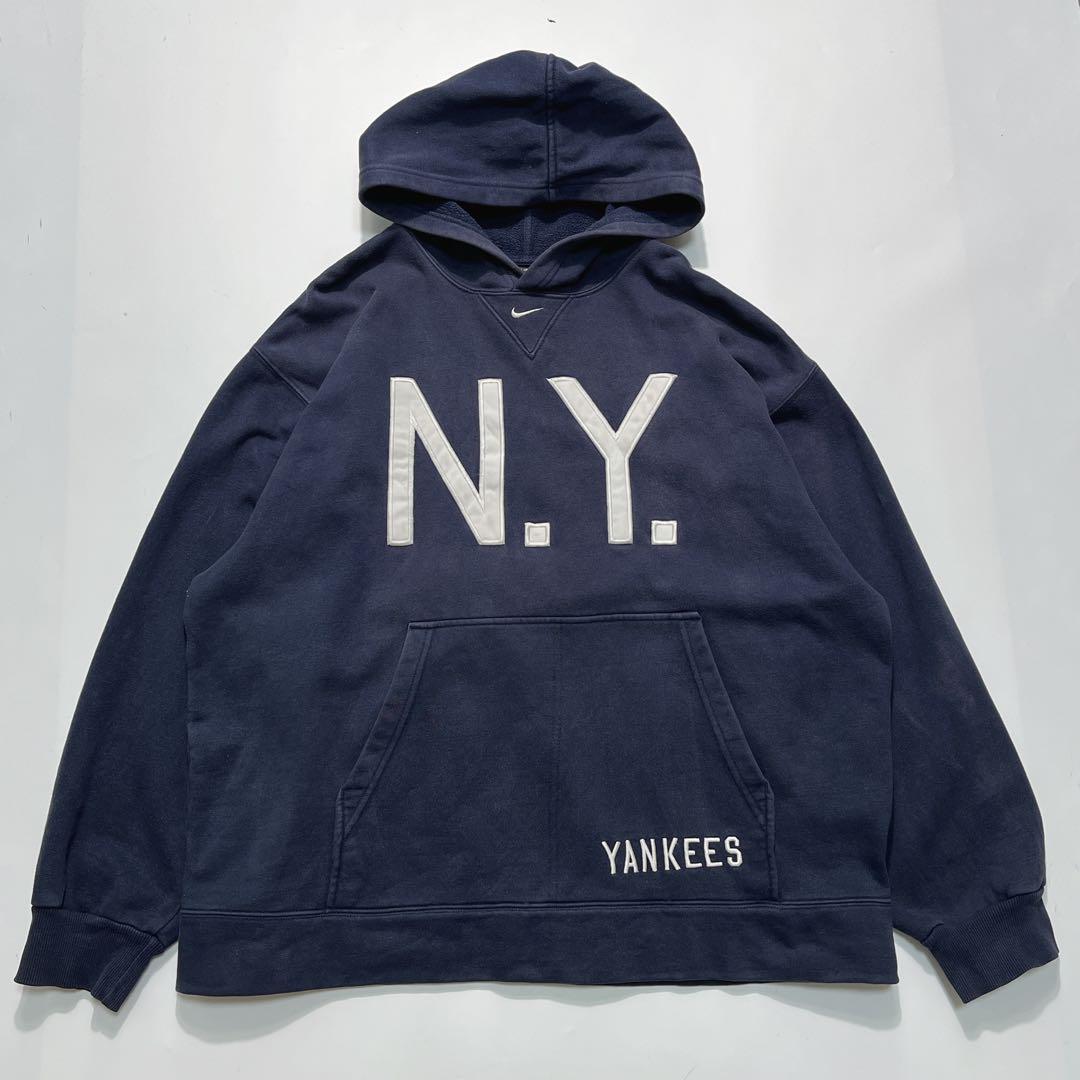 00's NIKE ナイキ MLB ヤンキース パーカー L 紺 ネイビー 刺 00's NIKE ナイキ MLB ヤンキース パーカー L 紺 ネイビー 刺