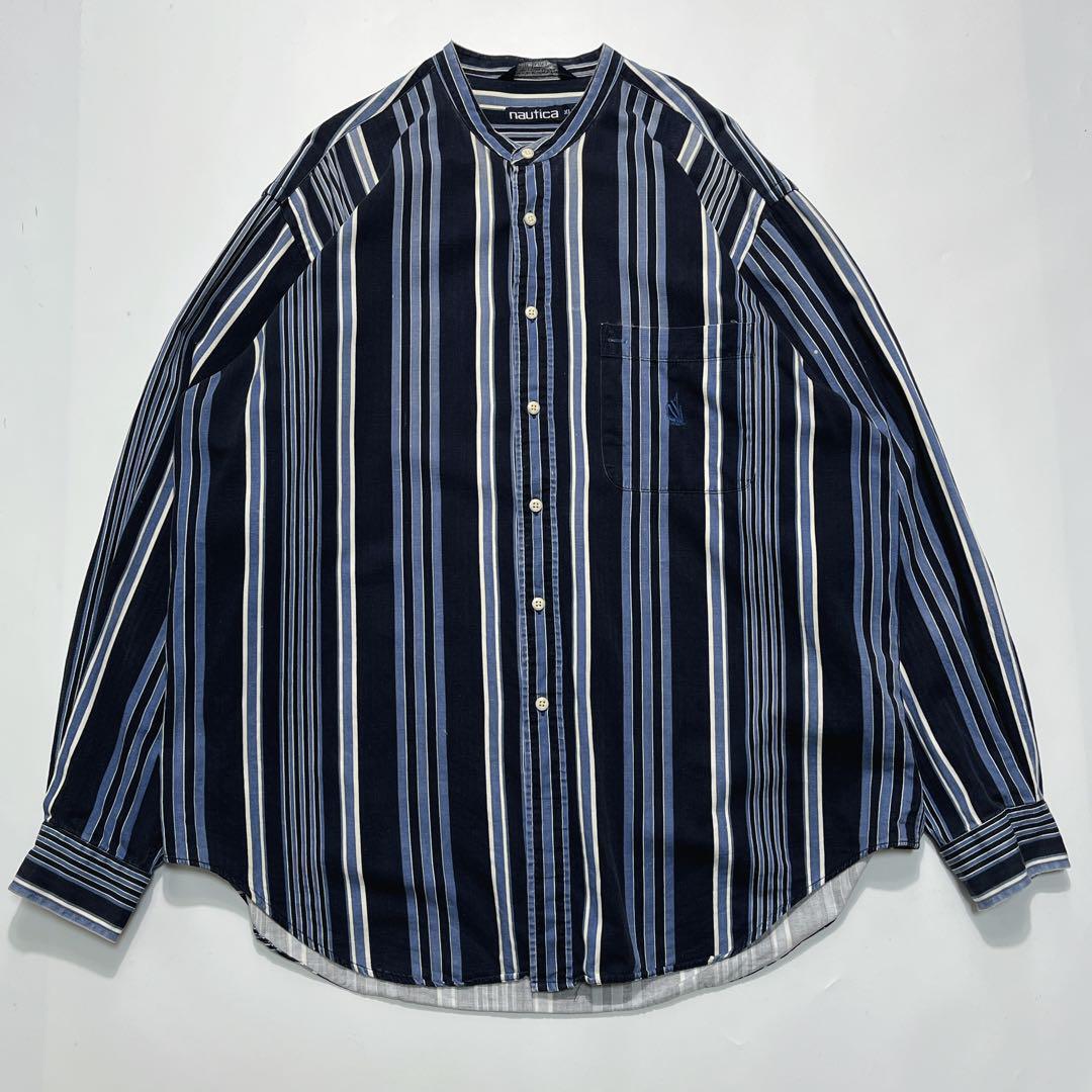 90's nautica ノーティカ USA製 アメリカ製 バンドカラーシャツ 90's nautica ノーティカ USA製 アメリカ製 バンドカラーシャツ