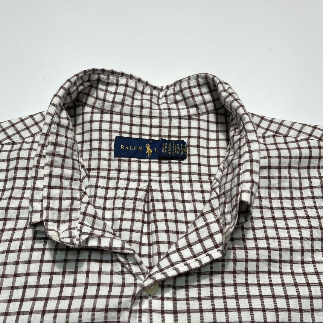 Ralph Lauren ラルフローレン 長袖ネルシャツ L 白茶 チェック Ralph Lauren ラルフローレン 長袖ネルシャツ L 白茶 チェック