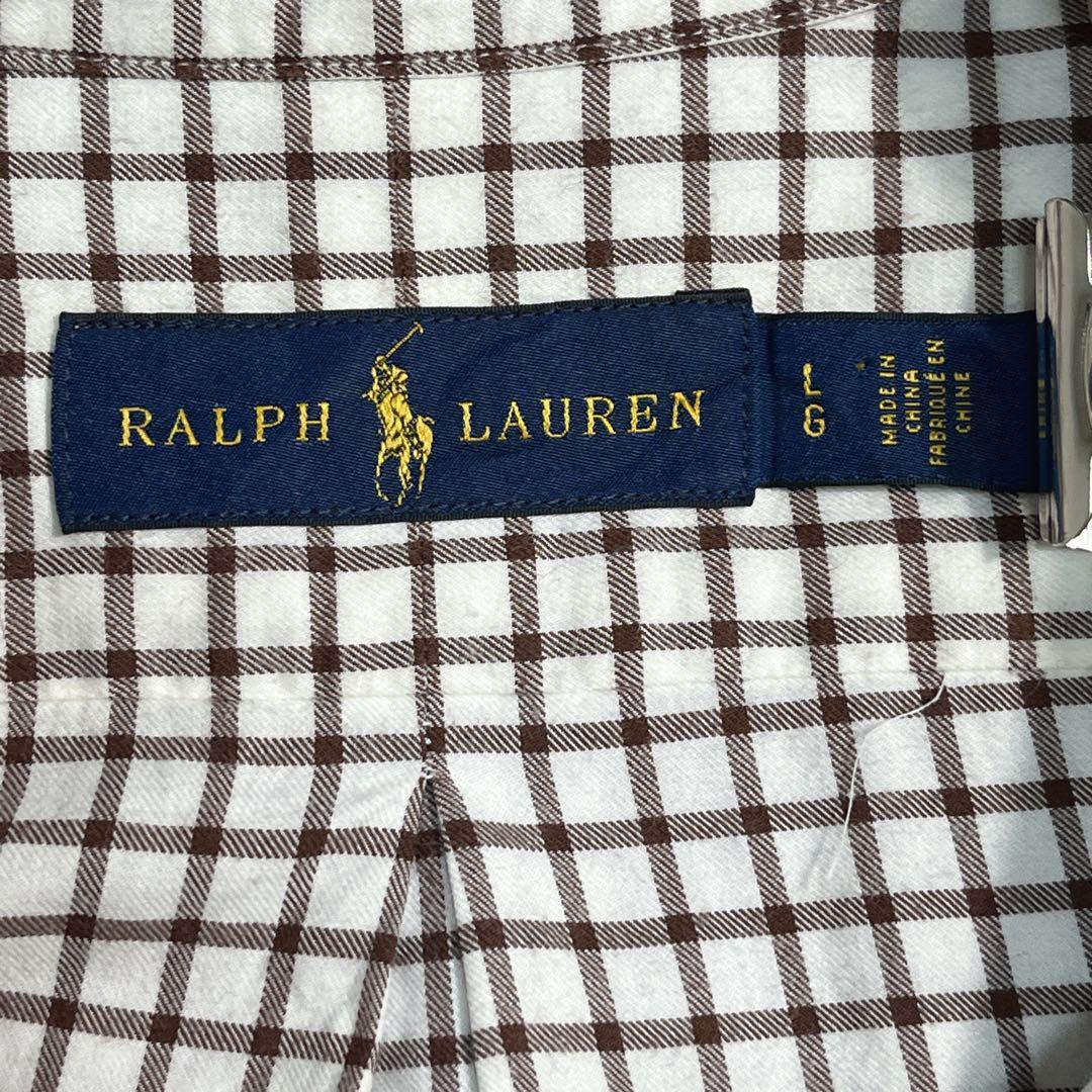 Ralph Lauren ラルフローレン 長袖ネルシャツ L 白茶 チェック Ralph Lauren ラルフローレン 長袖ネルシャツ L 白茶 チェック