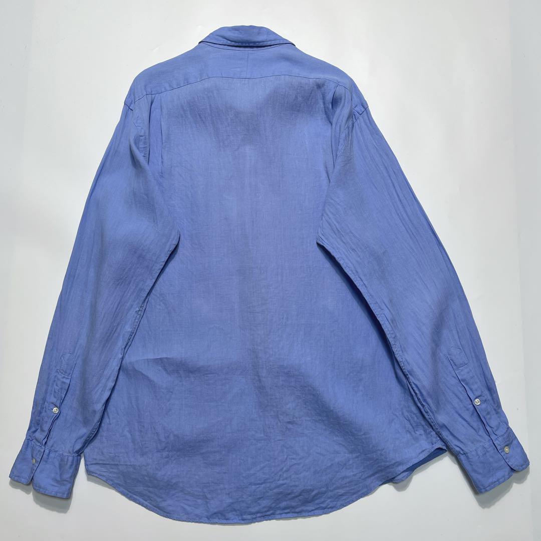 POLO Ralph Lauren ラルフローレン 長袖リネンシャツ L 青 POLO Ralph Lauren ラルフローレン 長袖リネンシャツ L 青