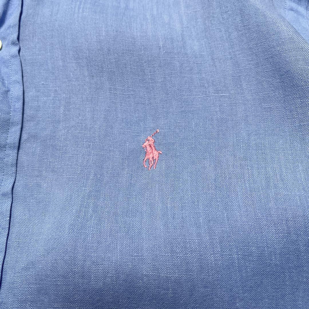 POLO Ralph Lauren ラルフローレン 長袖リネンシャツ L 青 POLO Ralph Lauren ラルフローレン 長袖リネンシャツ L 青