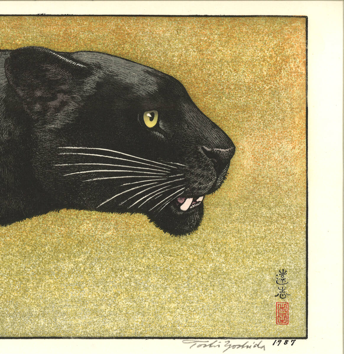 真作保証 吉田遠志 (1911-1995) 木版画 黒ヒョウ Black panther 真作保証 吉田遠志 (1911-1995) 木版画 黒ヒョウ Black panther