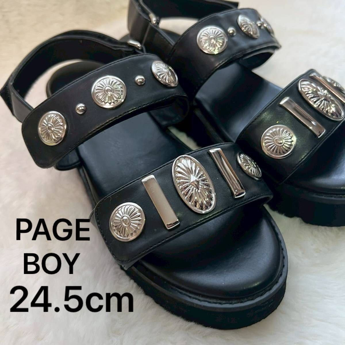 PAGEBOY ページボーイ ブラック コンチョ 24 5cm 厚底 スポーツ PAGEBOY ページボーイ ブラック コンチョ 24 5cm 厚底 スポーツ