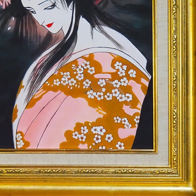 絵画 【模写】作者不明 桜姫 天野喜孝 表サイン 額装 F6号 油絵 絵画 【模写】作者不明 桜姫 天野喜孝 表サイン 額装 F6号 油絵