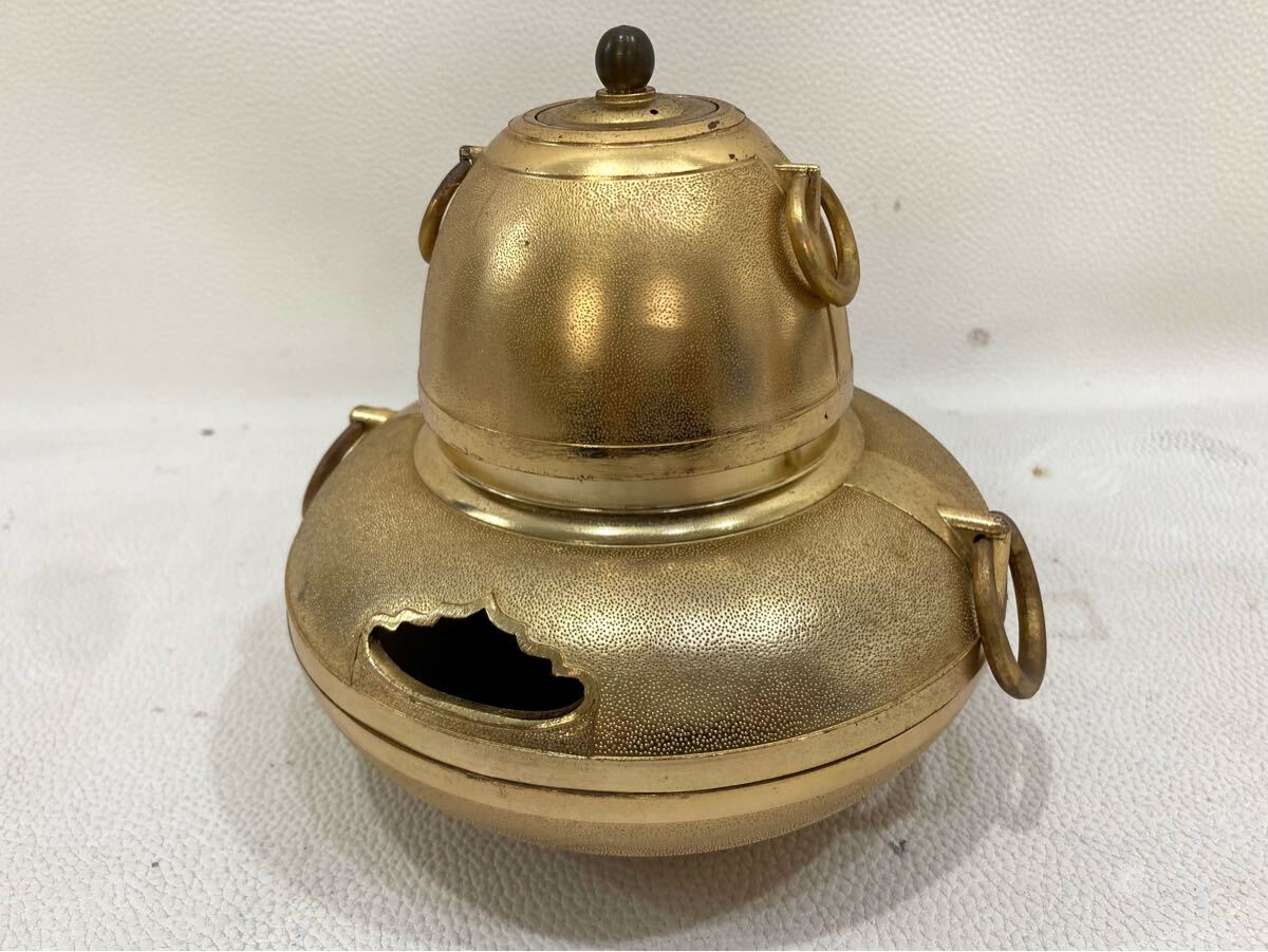 MW04001◇ 茶釜 香炉 24KGP 金メッキ アンティーク インテリア MW04001◇ 茶釜 香炉 24KGP 金メッキ アンティーク インテリア