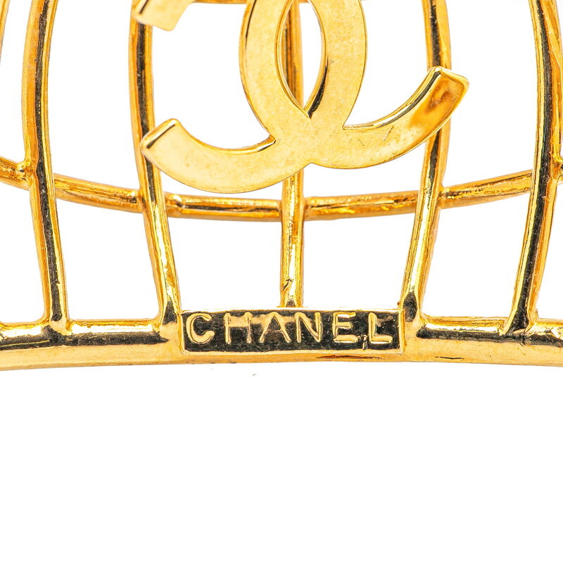 シャネル ヴィンテージ ココマーク トリカゴ 鳥籠 モチーフ イヤリング ゴールド メッキ レディース CHANEL 【中古】