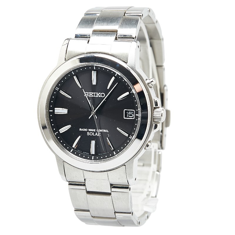 セイコー SEIKO ソーラー電波 腕時計 7B52-0AF0 SS/GP 洗浄 中古