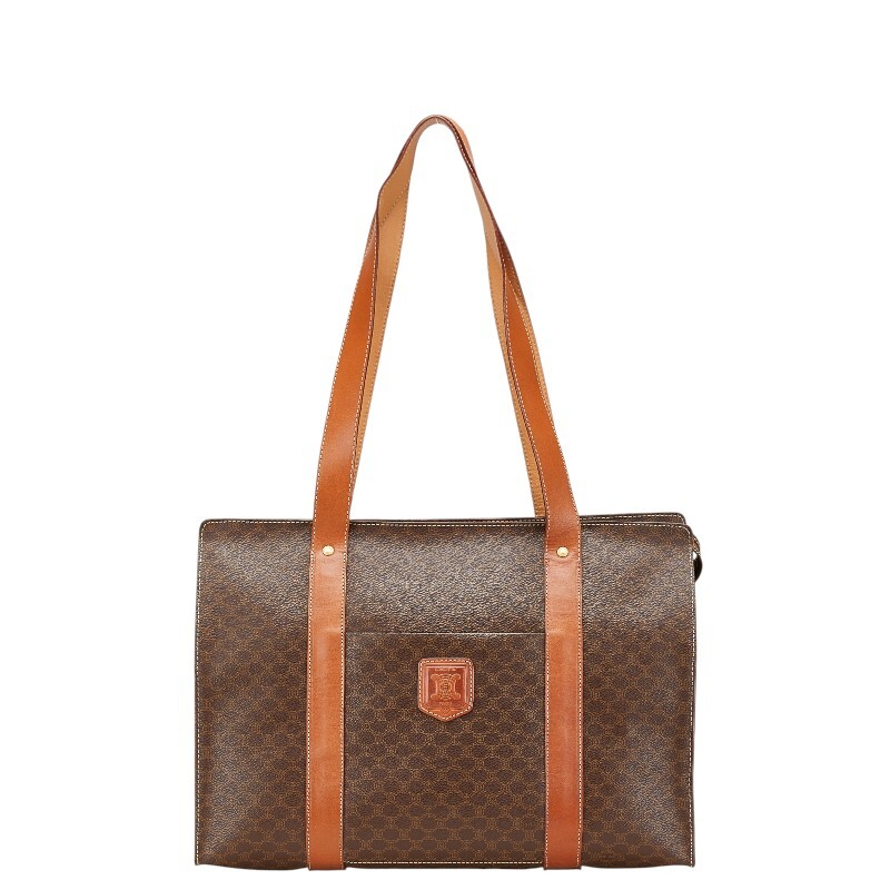 セリーヌ マカダム トートバッグ ブラウン PVC レザー レディース CELINE 【中古】_画像1