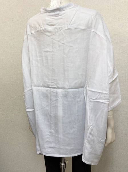 即決新品 テンセル ダブルガーゼ シャツ L-LLサイズ ホワイト ７分袖 ワイド ゆったり 送料無料