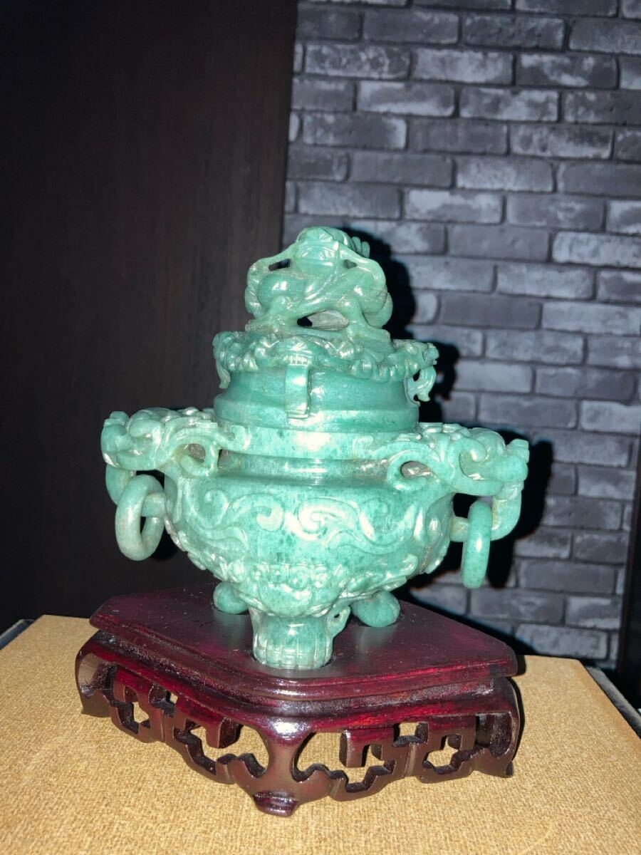 中国美術 翡翠 香炉 置物 インテリア オブジェ 中国古玩 彫刻 中国美術 翡翠 香炉 置物 インテリア オブジェ 中国古玩 彫刻
