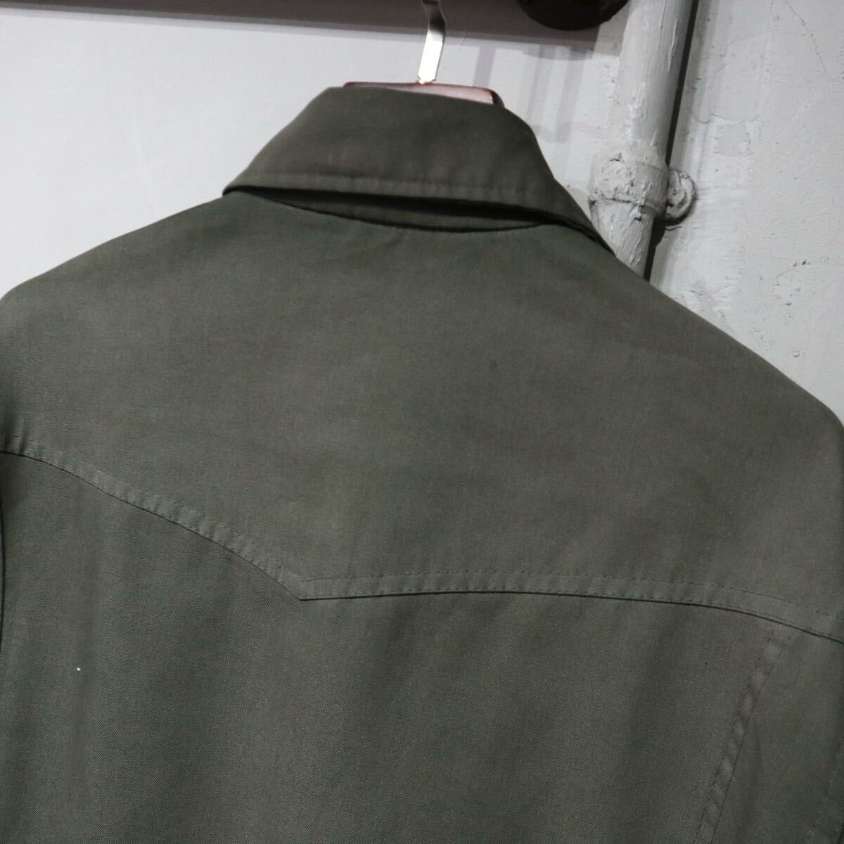 60-70s ROEBUCKS low задний s Western yoke dolizla- жакет Work блузон оливковый одноцветный USA America б/у одежда Vintage 
