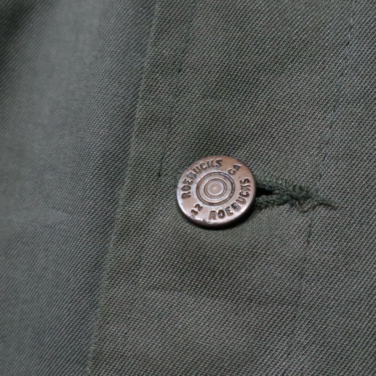 60-70s ROEBUCKS low задний s Western yoke dolizla- жакет Work блузон оливковый одноцветный USA America б/у одежда Vintage 