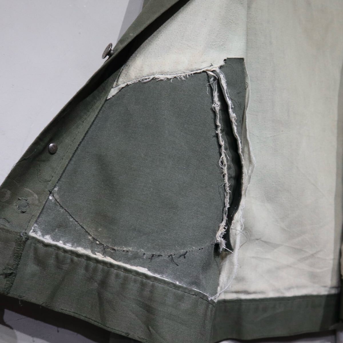 60-70s ROEBUCKS low задний s Western yoke dolizla- жакет Work блузон оливковый одноцветный USA America б/у одежда Vintage 