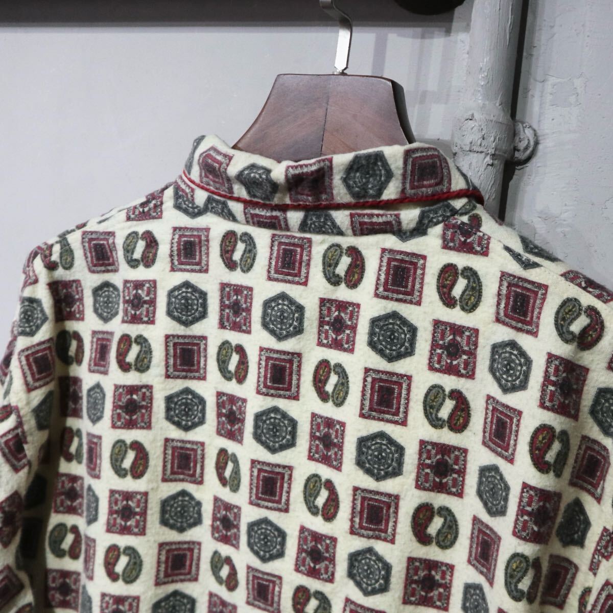 【即決】60-70s Mr.JAM パジャマシャツ 紋章柄 総柄 長袖 古着 ヴィンテージ ビンテージ 18_画像6