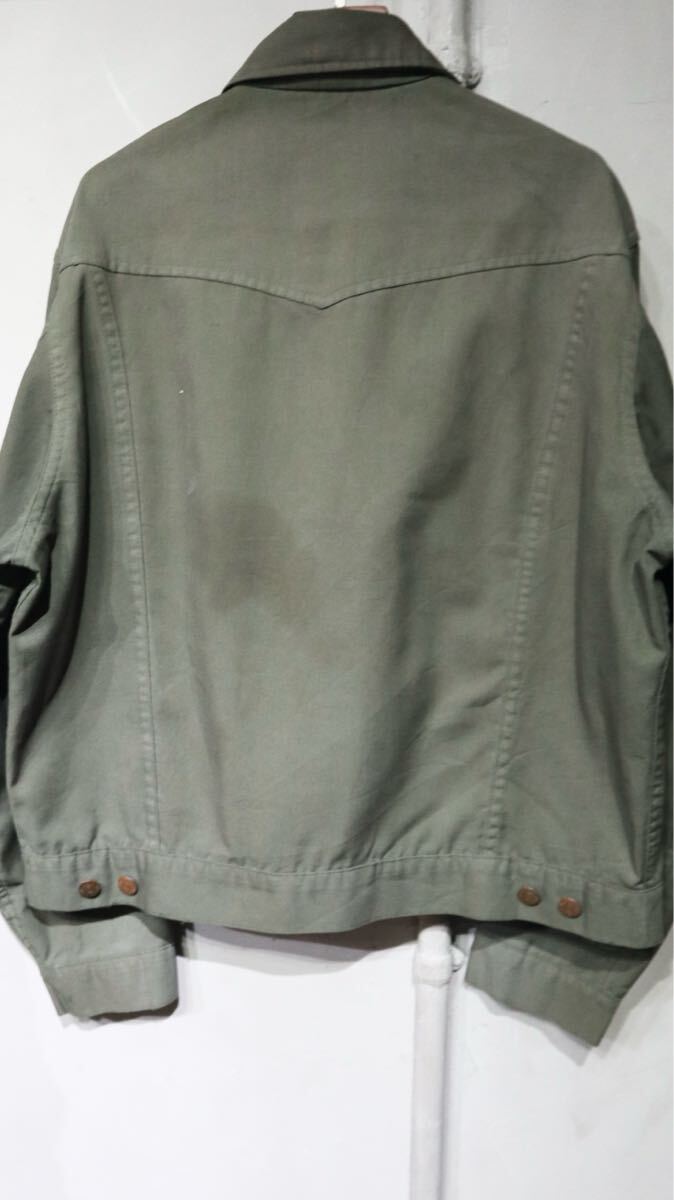 60-70s ROEBUCKS low задний s Western yoke dolizla- жакет Work блузон оливковый одноцветный USA America б/у одежда Vintage 