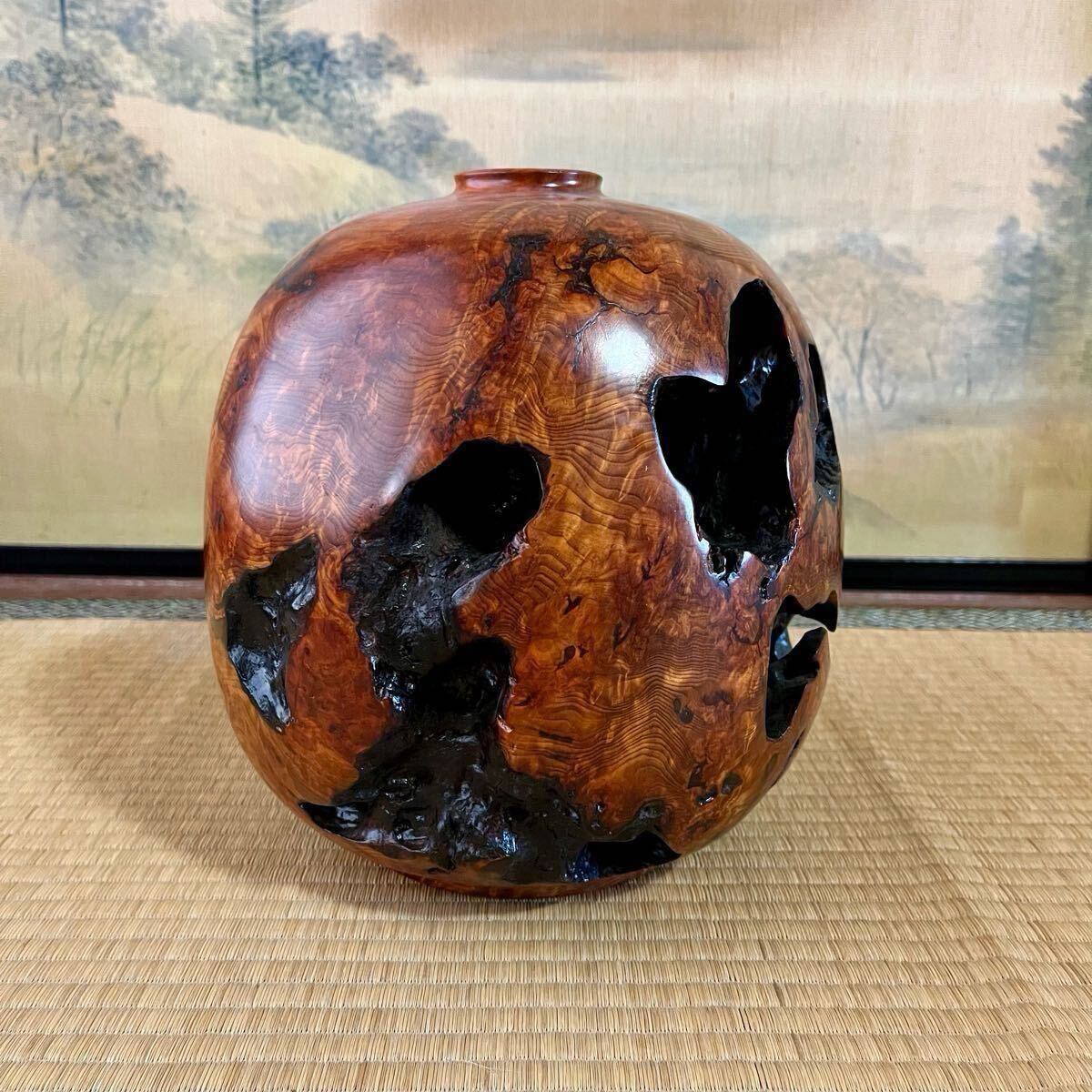 ☆【希少 泡瘤 蓮根】屋久杉 花瓶 花器 花入 壷 壺 華道 ☆【希少 泡瘤 蓮根】屋久杉 花瓶 花器 花入 壷 壺 華道