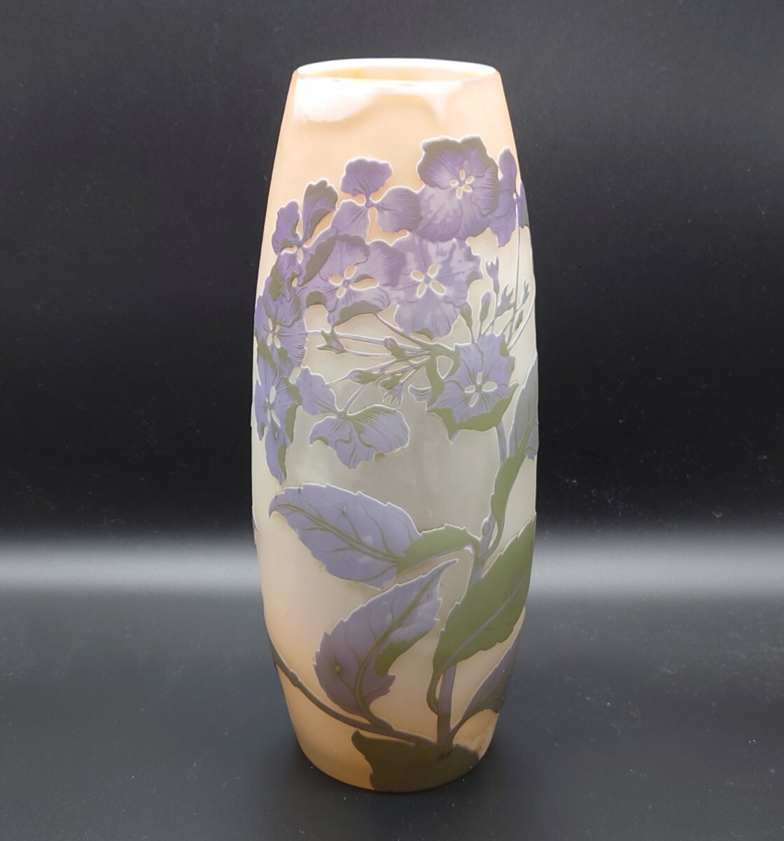 真作 エミールガレ 高さ31.4cm 紫陽花文花瓶 検)ドームナンシー 真作 エミールガレ 高さ31.4cm 紫陽花文花瓶 検)ドームナンシー