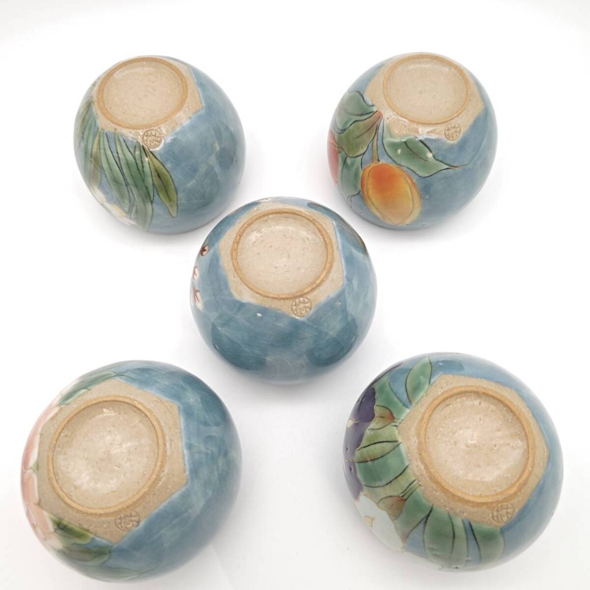☆ 京焼 清水焼 土渕陶あん 花変り お茶呑茶碗 五客 湯呑 玉 ☆ 京焼 清水焼 土渕陶あん 花変り お茶呑茶碗 五客 湯呑 玉