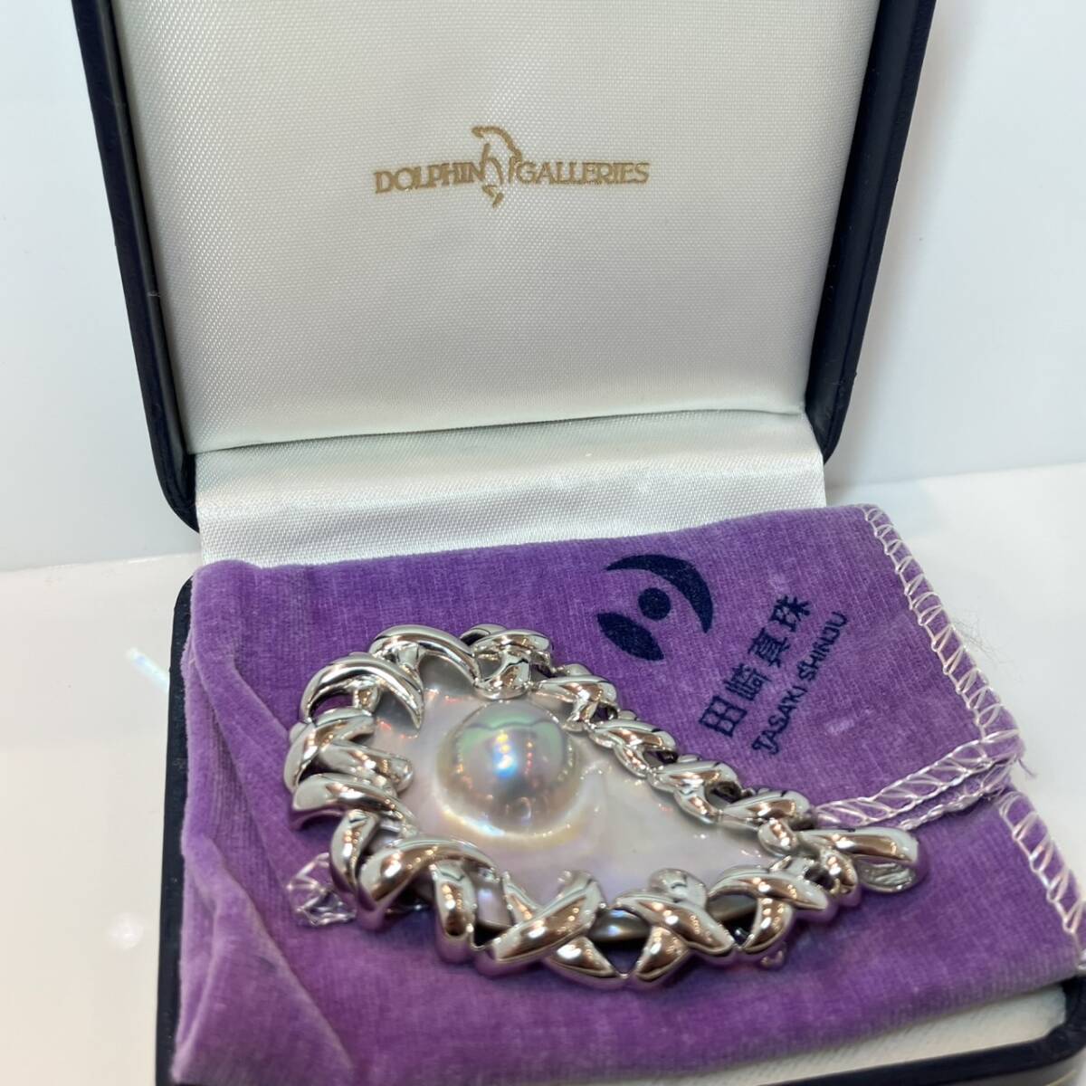 TASAKI タサキ 田崎真珠 マベパール ブローチ シルバー系 TASAKI タサキ 田崎真珠 マベパール ブローチ シルバー系
