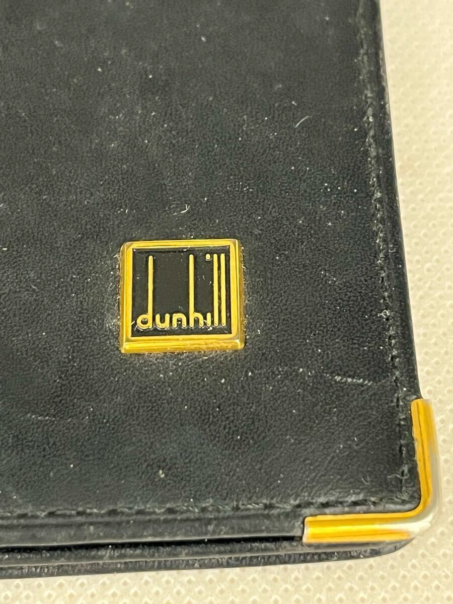dunhill ダンヒル 長(zhǎng)財(cái)布 二つ折り 札入れ レザー ブラック系 黒