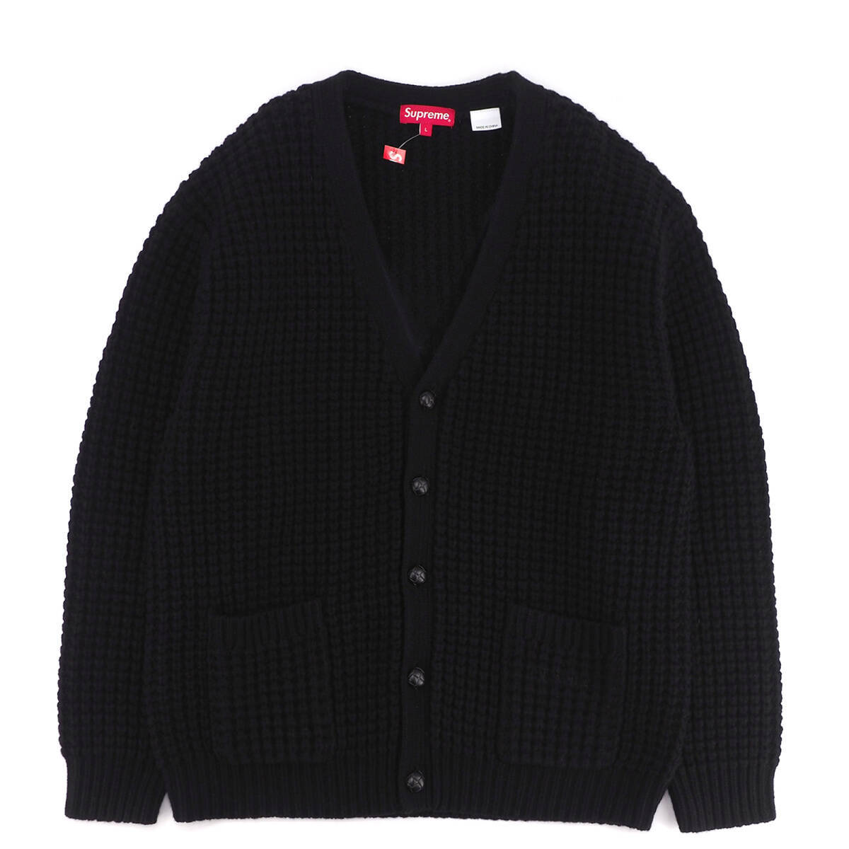 新品 正規品 Supreme Waffle Knit Cardigan 黒XL シュプリーム 新品 正規品 Supreme Waffle Knit Cardigan 黒XL シュプリーム