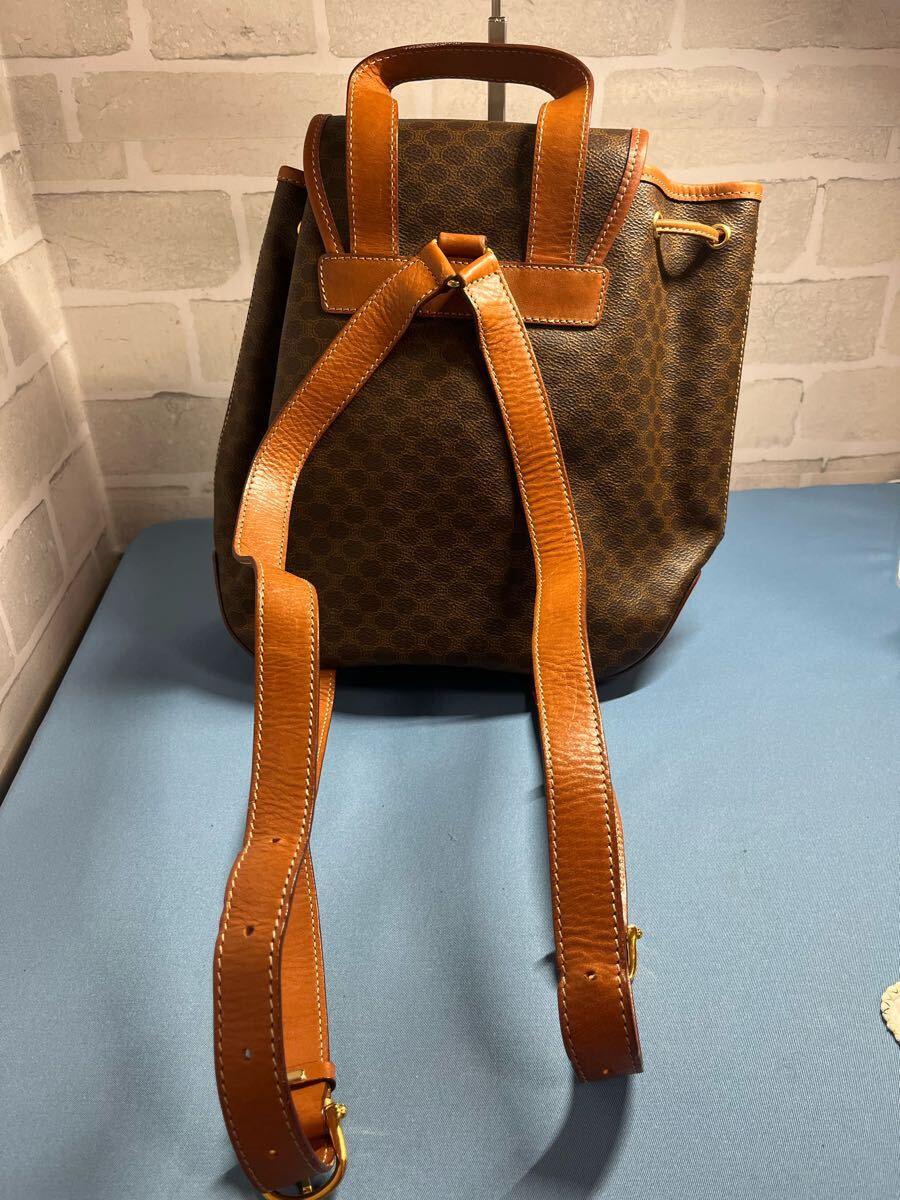 美品】CELINE セリーヌ オールド マカダム柄 フラップリュック 美品】CELINE セリーヌ オールド マカダム柄 フラップリュック