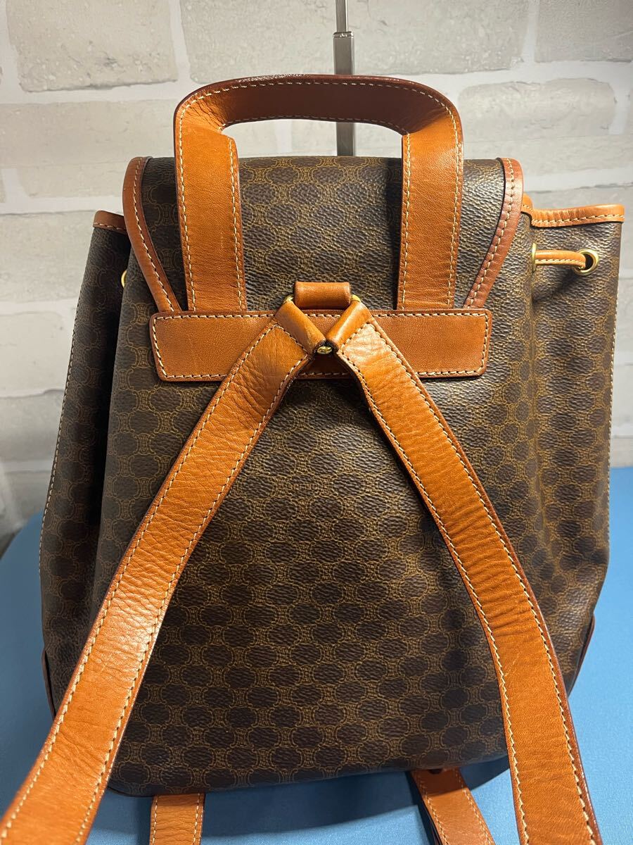 美品】CELINE セリーヌ オールド マカダム柄 フラップリュック 美品】CELINE セリーヌ オールド マカダム柄 フラップリュック