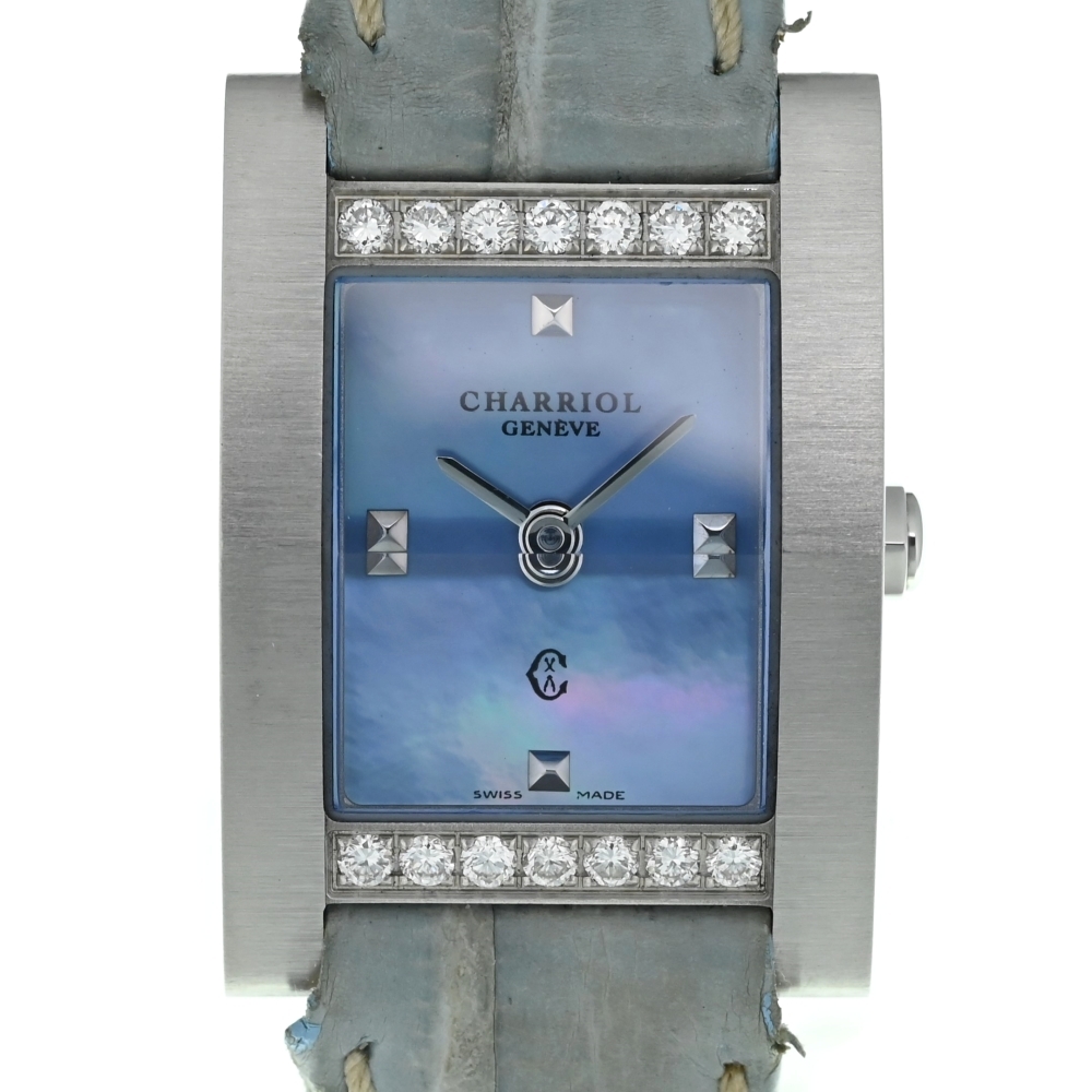 値下 シャリオール CHARRIOL MGVSPD776862 メジェーブ ダイヤモンドベゼル クォーツ レディース 良品 B#135699