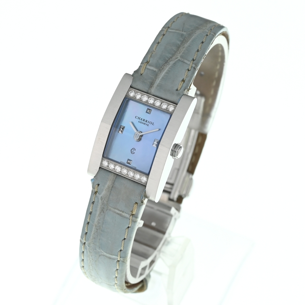 値下 シャリオール CHARRIOL MGVSPD776862 メジェーブ ダイヤモンドベゼル クォーツ レディース 良品 B#135699