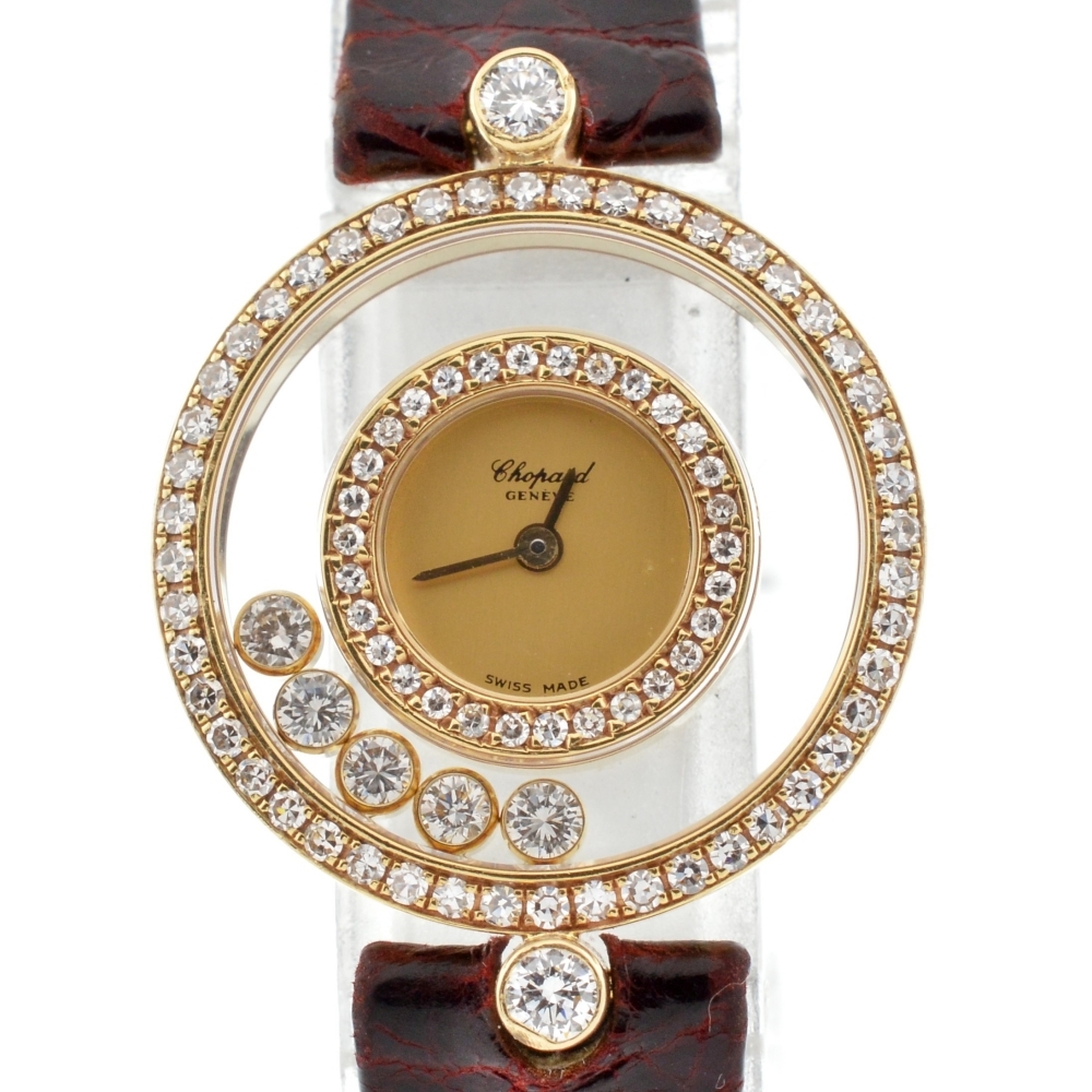 ショパール Chopard 20/3957 ハッピーダイヤモンド K18YG/レザー クォーツ レディース J#137026