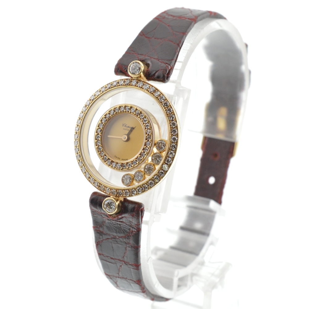 ショパール Chopard 20/3957 ハッピーダイヤモンド K18YG/レザー クォーツ レディース J#137026
