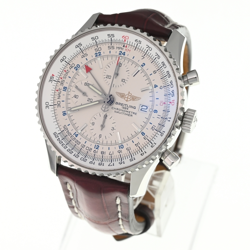 値下 ブライトリング BREITLING A24322 ナビタイマー ワールド GMT 自動巻き メンズ 良品 箱付き E#136301