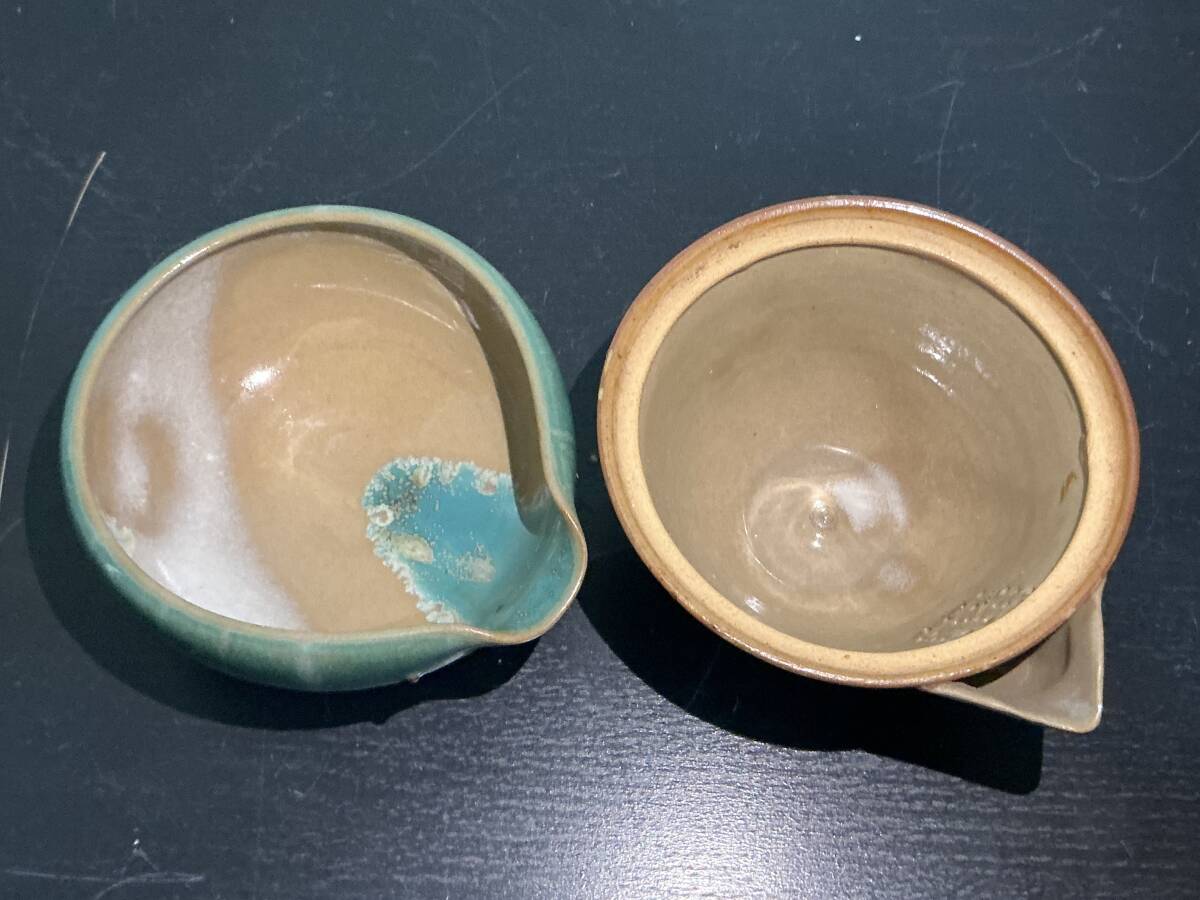 上野焼 十時窯 十一代 白川甫硯 作 緑釉 煎茶器 宝瓶 湯冷 湯呑 上野焼 十時窯 十一代 白川甫硯 作 緑釉 煎茶器 宝瓶 湯冷 湯呑