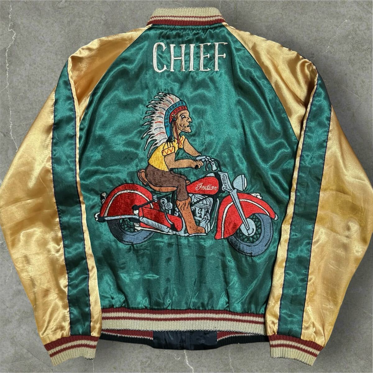 雰囲気抜群 東洋 舞妓×CHIEF リバーシブル サテン スカジャン 雰囲気抜群 東洋 舞妓×CHIEF リバーシブル サテン スカジャン