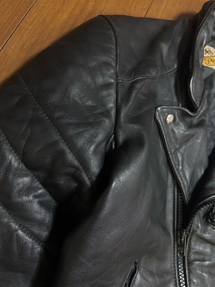【稀少品番655/ビッグサイズ44】Schott 80s 90s ビンテージ 米國制 バイカータグ前期 ライダースジャケット ブラック